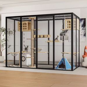 Aangepaste Moderne Luxe Massief Houten Kattenvilla Ademend Aluminium Frame Indoor Cattery Huis Nestbed Woonkamer Metalen Dierenhuis - Product Image 4