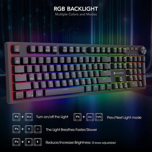 Koorui Bàn Phím Chơi Game, 104 Phím Kích Thước Đầy Đủ Bàn Phím Cơ Khí Có Dây 26 RGB <span class=keywords><strong>Backlit</strong></span> Với Công Tắc Gamer Bàn Phím Cho Windows - Product Image 5