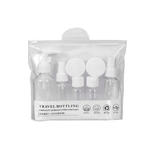 Ensemble de flacons cosmétiques en plastique personnalisés de 80 ml, 50 ml, 30 ml, couleur blanche, rose, bleue, avec sac de voyage - Product Image 6