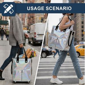 Bolsa de Compras Impermeable de Gran Capacidad, Carrito de Compras Resistente y Portátil para Supermercado, Camping, Viajes, Mudanzas y Tienda - Product Image 3