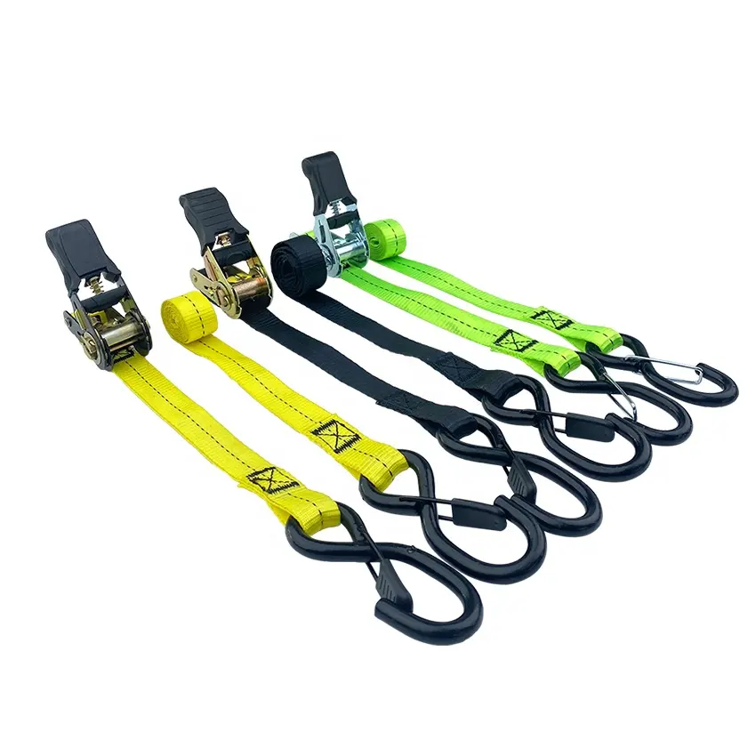 1Inch 25mm Borracha Handle Ratchet Tie Downs com S Gancho