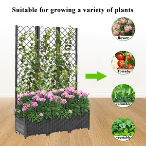 Treillis Lit Surélevé 3 Pots Intérieur Extérieur Jardin Patio Cour Poly Rotin Planteur Promotion Utilisation Pour Plantes Grimpantes - Product Image 5