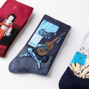 Chaussettes d'art à motifs de tableaux célèbres, chaussettes unisexe à imprimé huile vintage, chaussettes décontractées esthétiques fantaisie pour femmes et hommes, vente en gros personnalisée - Product Image 4