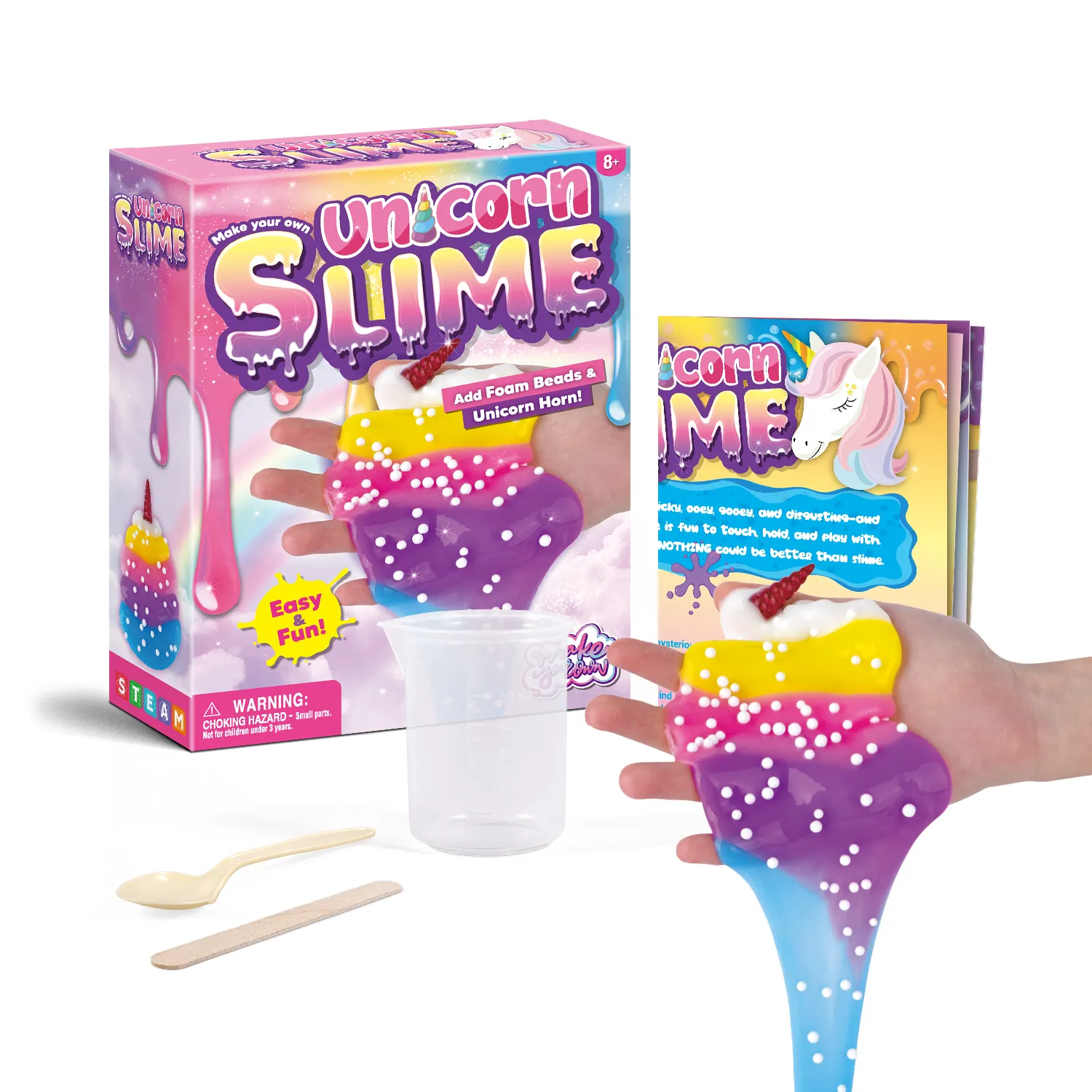 Mainan ramah lingkungan untuk anak-anak mainan Remas Playdough untuk membuat Slime Unicorn Anda sendiri dengan manik-manik busa hadiah pesta DIY Slime Kit