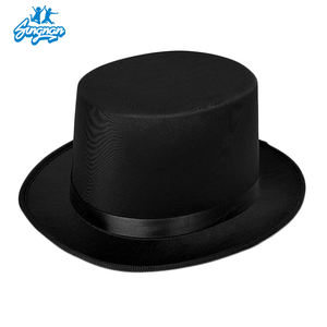 도매 플랫 탑 솜브레로 재즈 저렴한 모자 사용자 정의 로고 새틴 리본 비치 파티 웨스턴 탑 높은 페도라 모자 - Product Image 2