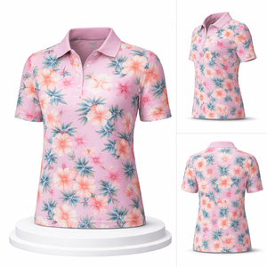 <b>Womens</b> <b>Tropical</b> Floral Breathable Quick Dry Golf Tennis Lightweight Summer Casual Hawaiian Print Polo <b>shirts</b> Custom Logo - Product Image 3
