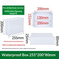 Scatola di Giunzione Impermeabile IP65 255x200x80mm in Plastica ABS con Fori Personalizzabili, Guarnizione Integrata, Contenitore per Esterni Resistente ai Raggi UV