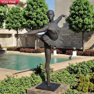 Youfine Tùy Chỉnh Trang Trí Sân Vườn Cuộc Sống Kích Thước Thanh Lịch Vũ Công Ba Lê Cô Gái Bức Tượng Nhỏ Bằng Đồng Ballerina Pointe Điêu Khắc Mặc Váy - Product Image 3