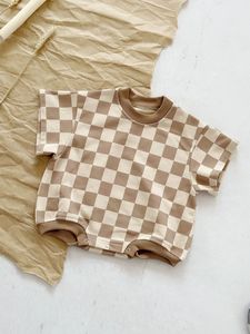 Sommer-Kinderkleidung Baby-Strampler Neuer Baby-Kleinkind Karierter Loser Kurzer Kletteranzug - Product Image 2
