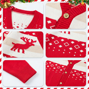Puresun Prix de gros Cardigans pour filles personnalisés en tricot jacquard motif <span class=keywords><strong>renne</strong></span>, doux, chauds pour l'hiver de Noël, col en V, à simple boutonnage - Product Image 4