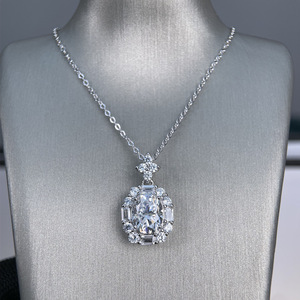 Collar con Colgante de Plata 925 <span class=keywords><strong>Original</strong></span> con Diamante de Corte Oval Brillante de 2 Quilates 7*9mm, Color D, Moissanita, para Mujer, Boda - Product Image 6