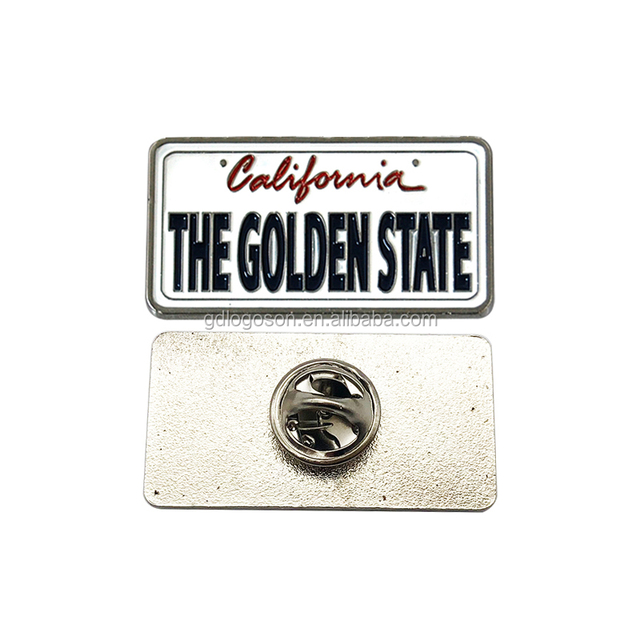 Custom Bulk Metal USA Pin Badges Enamel License Plate Pins for California Golden State Hawaii Alaska Souvenir Tourist Gifts