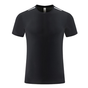 Nueva Ropa Deportiva Europea y Americana para Hombre, Sólida, para Correr, de Secado Rápido, Ajustada, de Manga Corta, Tejida - Product Image 2