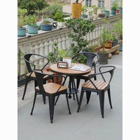 Ensemble table et chaises de balcon en bois traité sous pression, style moderne et minimaliste, mobilier de loisirs extérieur pour villas, cafés et salons de thé