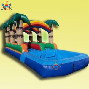 Toboggan aquatique gonflable double piste en PVC bleu tropical pour usage résidentiel et scolaire - Amusement en plein air - Product Image 6