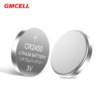 Pile bouton au lithium non rechargeable GMCELL CR2450 3V 600mAh LiMnO2, disponible en OEM pour clés de voiture, jouets, appareils électroménagers