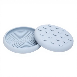 Slow Feeder Dog Bowl Blue <b>Mat</b> Quadrate <b>Silicone</b> + ABS Eco-Friendly Waterproof Portable Anti-Choking Dish for Dogs Cats Indoor - Product Image 2