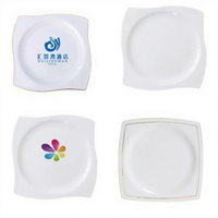 Service de table en porcelaine fine, assiette carrée blanche en forme de pétale, assiette à salade à bord argenté, bol, vaisselle de luxe pour hôtel, restaurant, maison