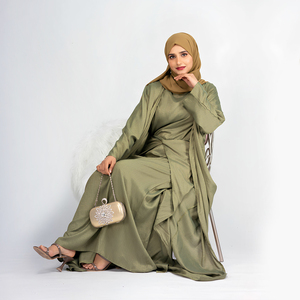 <span class=keywords><strong>Kimono</strong></span> musulman modeste personnalisé à la mode grande taille Dubai Maxi Abaya 3 pièces ensemble robes turques vêtements islamiques en gros - Product Image 2