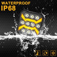 Projecteur LED carré de 4 pouces, 12 LED, blanc ambre, DRL, faisceau spot, éclairage de travail pour camion, pick-up, SUV, fourgonnette, remorque, éclairage tout-terrain