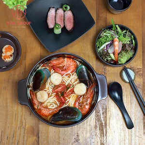 Sopa Redonda Europea plana al por mayor comedor cuadrado negro restaurante cena platos de <span class=keywords><strong>melamina</strong></span> platos <span class=keywords><strong>vajilla</strong></span> juego de cuencos - Product Image 5