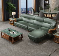 Ensemble de canapés en cuir et bois d'ébène, canapé sectionnel en cuir véritable pour salon, villa, petits espaces, meubles de luxe, canapé européen