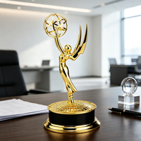 Trophée en alliage de zinc plaqué or style Emmy avec impression UV, statue de récompense gravée sur mesure pour cérémonie, souvenir, cadeau