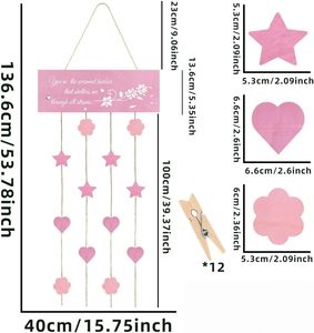 Support <span class=keywords><strong>photo</strong></span> en bois rose avec pinces et ficelle pour collage de photos de la fête des Mères, <span class=keywords><strong>tableau</strong></span> d'affichage mural en bois - Product Image 5
