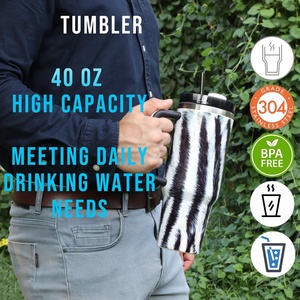40 Oz Stainless Steel Vacuum Insulated Travel Tumbler <b>Large</b> Capacity <b>Mug</b> With Lid and Straw for Outdoor Office Camping - Product Image 2