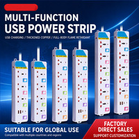 Regleta Profesional de 5 Tomas para Tailandia, 10A 2500W, con Interruptores Individuales de Color, Centro de Alimentación de Escritorio, Blanca