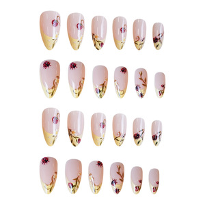 Ongles en acrylique fantaisie printaniers, peints à la main, motif coccinelle et fleur, avec pointes <span class=keywords><strong>jaune</strong></span> <span class=keywords><strong>pastel</strong></span>, pour des looks saisissants, fournitures pour ongles - Product Image 3