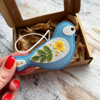 Porte-clés oiseau perlé fait main personnalisé, pendentif brodé de perles de rocaille, breloque mignonne pour sac, cadeau pour femme