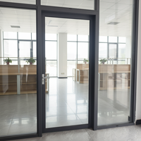 Porte battante en verre multifonctionnelle moderne en alliage d'aluminium antirouille avec vision claire, adaptée aux bureaux intérieurs et aux balcons