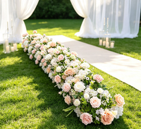 Chemin de table floral artificiel de luxe en fausse soie sur mesure pour la décoration de scène de mariage, de fête ou d'événement