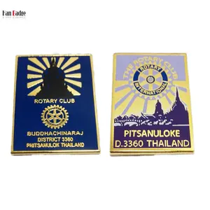 Custom Thailand The Rotary Club Badge Die Struck Hard Enamel Lapel Pin In Gold Metal