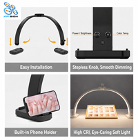 Lampe de bureau demi-lune 31 pouces, 392 LED, 3000-6500K, dimmable, pliable, avec support pour téléphone, pour studio et beauté