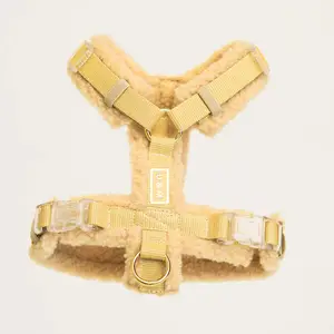 Fashionable Custom Logo Adjustable Luxury Soft Teddy Dog Harness Personalized Winter Sherpa Dog Harness