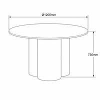 Table à manger ronde moderne de 1200 mm avec plateau en MDF de qualité E2 recouvert de papier métallisé, style nordique, pour le marché des meubles aux États-Unis et au Canada