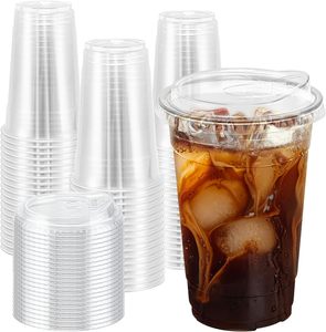 Vasos de Plástico Desechables Transparentes de PET de 12 oz con Logotipo Personalizado, Vasos de Plástico para Bebidas Frías, Té de Burbujas, Café con Hielo, con Tapas - Product Image 4