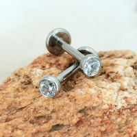 Labrets pour lèvres en titane ASTM F136 à filetage interne, zircone cubique blanche, dos plat, polissage haute brillance, pour enfants CLASSIQUE