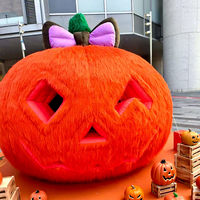 Citrouille gonflable lumineuse en peluche avec nœud pour la décoration commerciale, la publicité et les grands événements de la fête d'Halloween