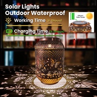 Lampe solaire d'extérieur étanche en métal ajouré, style rétro nostalgique, décoration suspendue pour jardin, cadeau de vacances