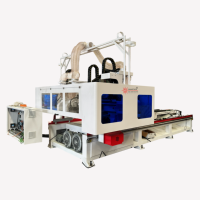 Scie de profilage de porte industrielle CNC à 4 côtés Machine automatique de découpe et de coupe de bord de porte en bois