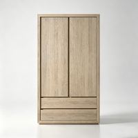 Armoire de chambre moderne et luxueuse en bois avec 1 étagère supérieure amovible, 2 tiroirs à fermeture douce, grande capacité de rangement pour vêtements, idéale pour hôtels