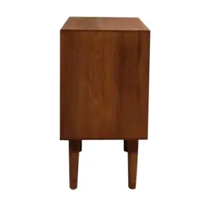 Mid Century Wood Nightstand 3 Drawers Rattan Side Table With Storage Wooden Tall End Table Accent Table For Bedroom