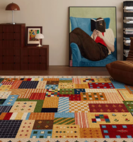 Tapis de salon rétro pour canapé, fabriqué à la machine, adapté aux animaux domestiques, antidérapant, lavable, antimicrobien, facile d'entretien