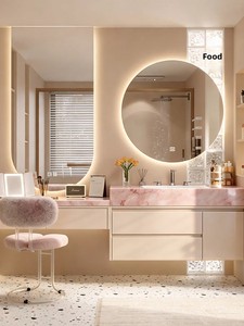 Lavabo Moderno de Lujo Ligero, Mueble de Baño con Tocador, Set Integrado de Piedra <span class=keywords><strong>Natural</strong></span>, Lavamanos Inteligente - Product Image 1
