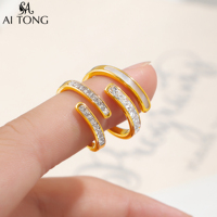 Bague minimaliste en acier inoxydable plaqué or 18 carats, forme de cœur blanc, tendance, personnalisée, section irrégulière, cercle, pour mariage ou fête