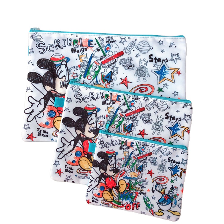 Mickey Minnie mouse cartoon file storage bag, large size 3-piece Fabric document bag