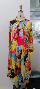 Abito Midi Casual da Donna Taglie Forti <span class=keywords><strong>con</strong></span> Stampa Africana, Colletto <span class=keywords><strong>a</strong></span> Papillon e Maniche <span class=keywords><strong>a</strong></span> <span class=keywords><strong>Tre</strong></span> <span class=keywords><strong>Quarti</strong></span> Plissettate - Product Image 5